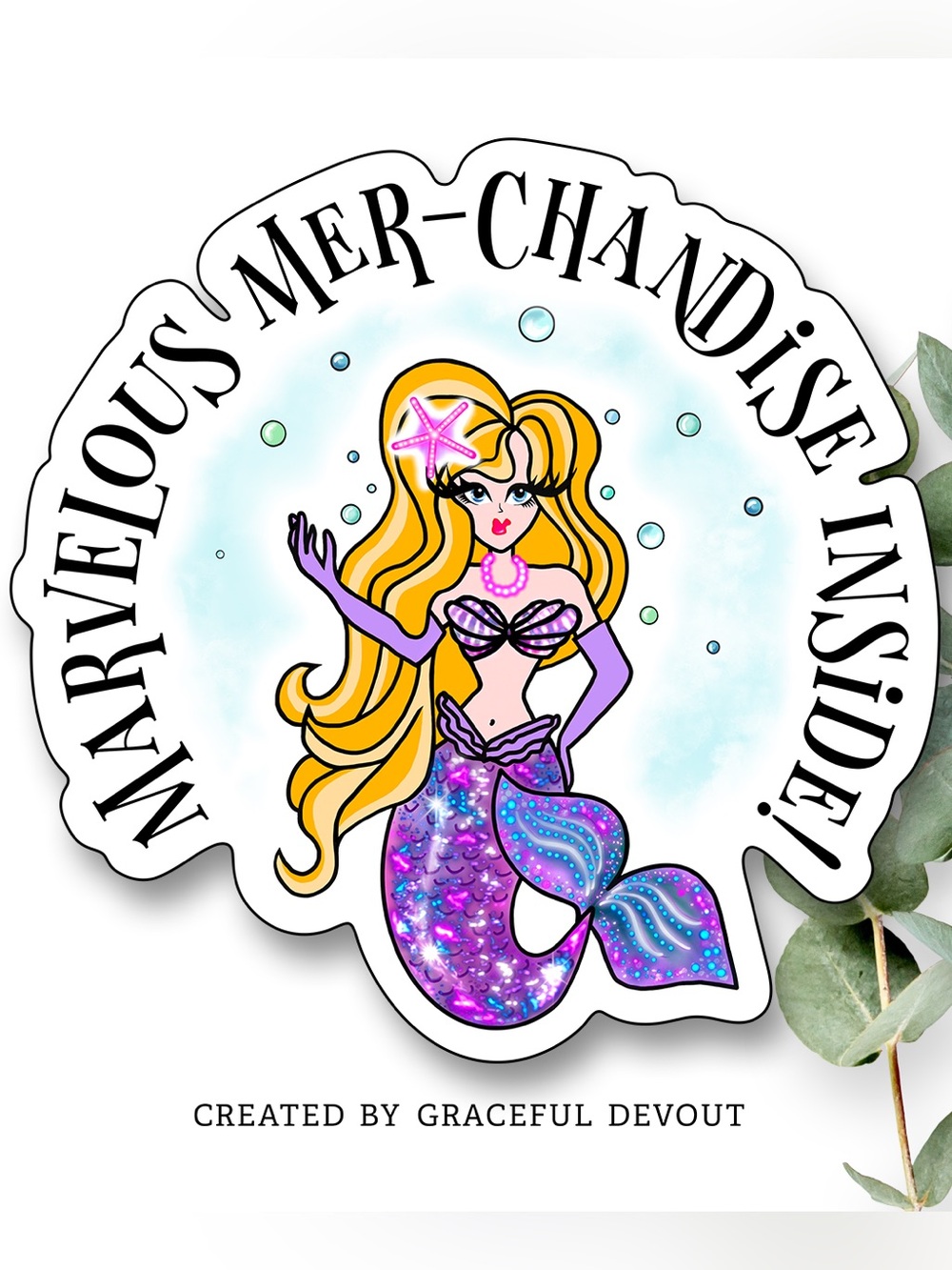 Marvelous Mer-chandise Inside! 2" (inches) Stickers
